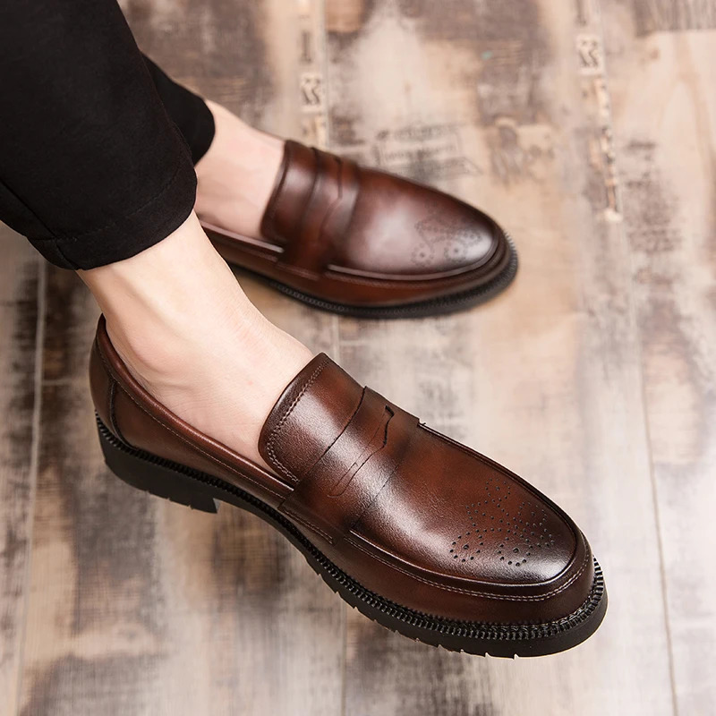 urious Men Dress Shoes Inner High Loafers Casual Shoe Man Fit Classic Party British Mens Heightincreasing 241111