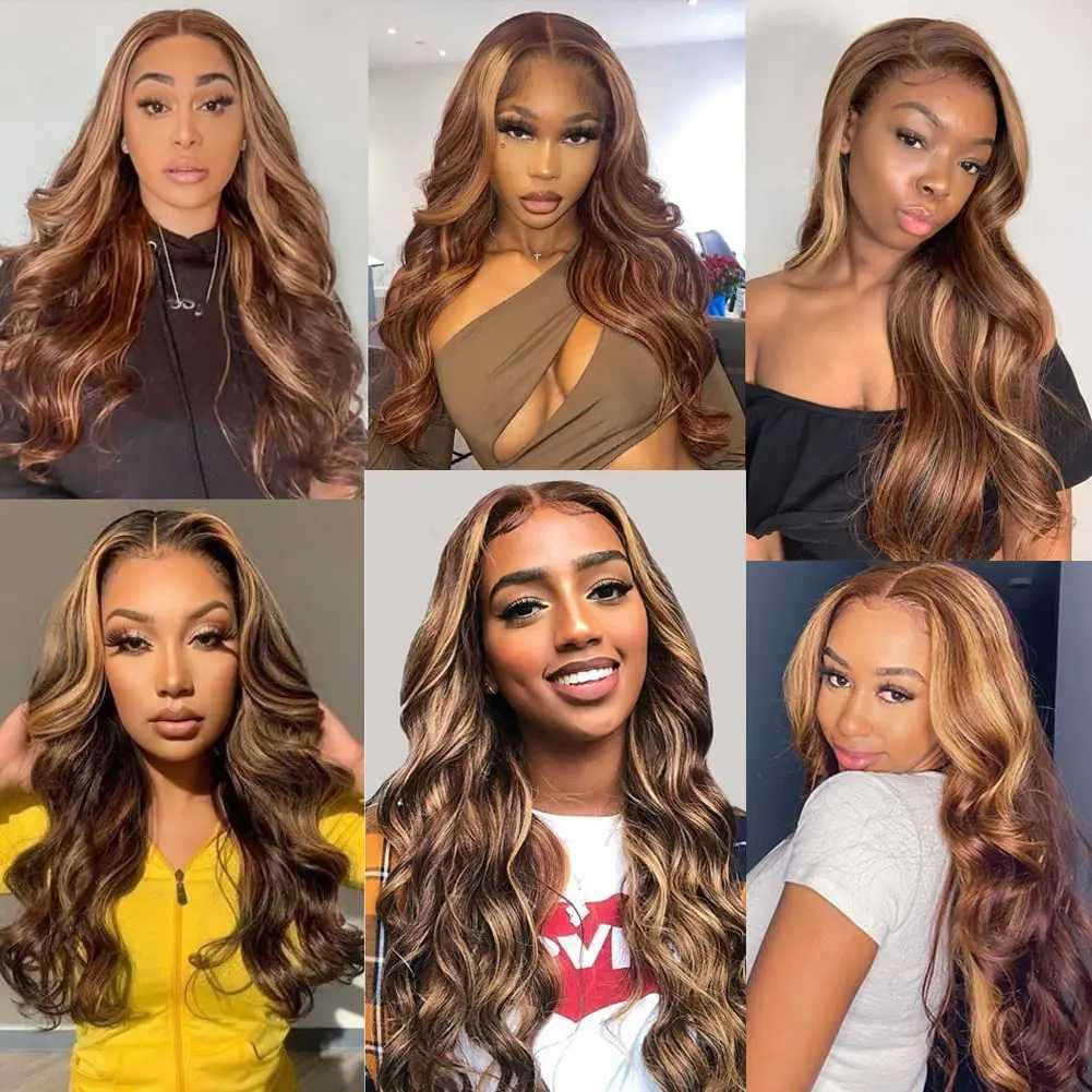 YIJIMEI 250% Density 4/27 Colored Honey Blonde Highlight Lace Front Wig for Women 16- 32 Inch Human Hair WigXJ241113