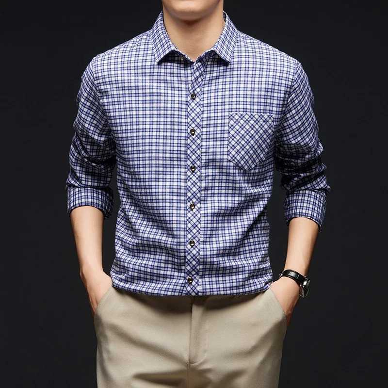 New Mens Business Casual Long Sleeved Striped Shirt Wrinkle Resistant Wrinkle Free Comfortable All Season Versatile TopXJ24113