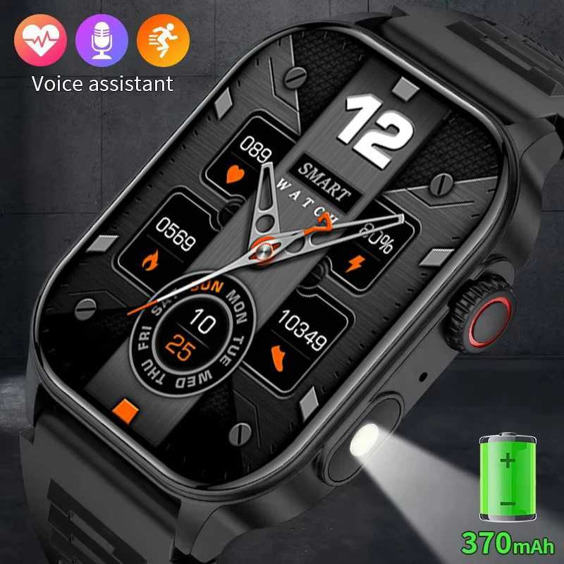 2024 Mens Watch Outdoor Flashlight Military IP68 Waterproof Smart Watch Mens Rate Sports Fitness Watch BT Call Smart Watch Y241114