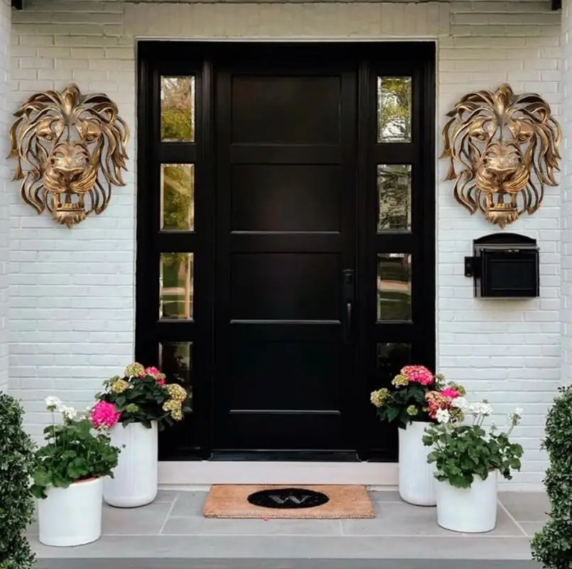 2 Rare Large Lion Head Wall Mounted Gold Art Sculptures Home Decoration Gifts Living Room Bedroom Direct Resin Decoration 241113