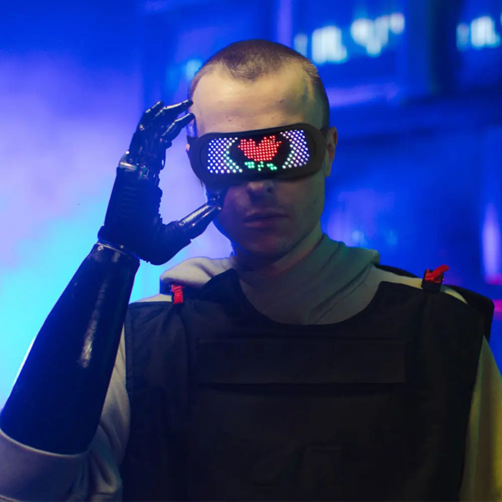 LED Glasses DIY RGB Luminous Glasses Props Party Bar Festival Performance Electronic Bluetooth Application Control Screen Glasses241114bj