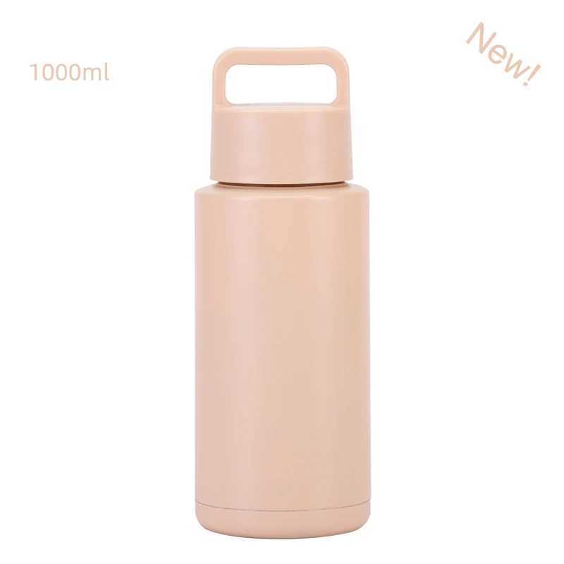 32 oz double-layer inflatable cup large capacity portable large mouthed stainless steel sports water bottle used for outdoor camping Y241114