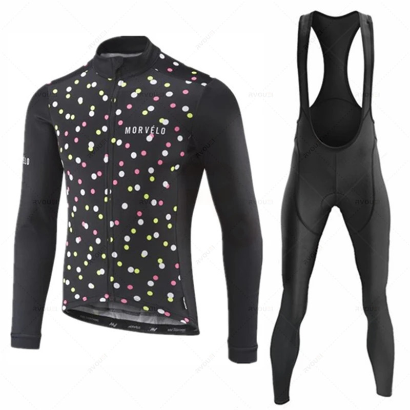 Morvelo autumn cycling jersey set mens long sleeved cycling clothing MTB uniform Maillot Ropa De Ciclismo sports cycling bib pants 241113