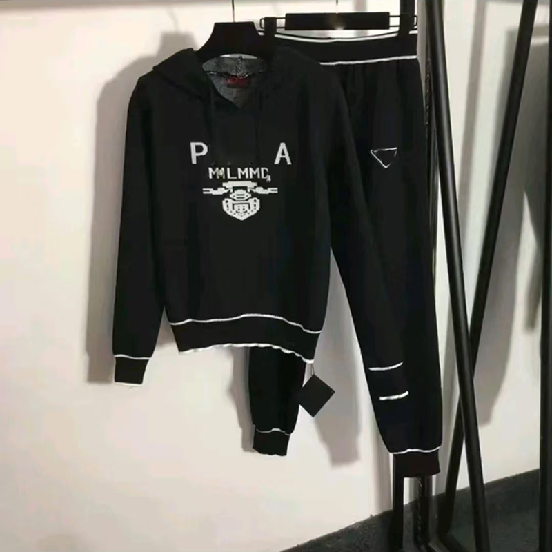 Fashion Sportswear Jogging Pants Women's Sweatshirt Designer Zipper Hooded Lace-up Lettering Everyday Casual Knit Set Asian Sizes S-XXL