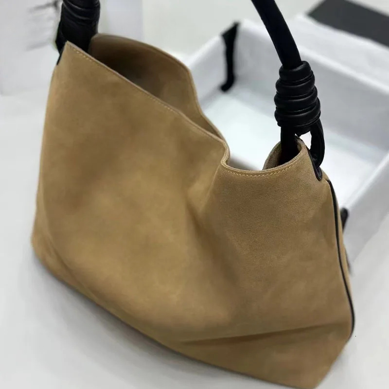 New Frosted Suede Women's Handbag Fashion Office Ladies Shoulder Classic Minimalist Suction Buckle Tote Bag Genuine Leather BagVoyage