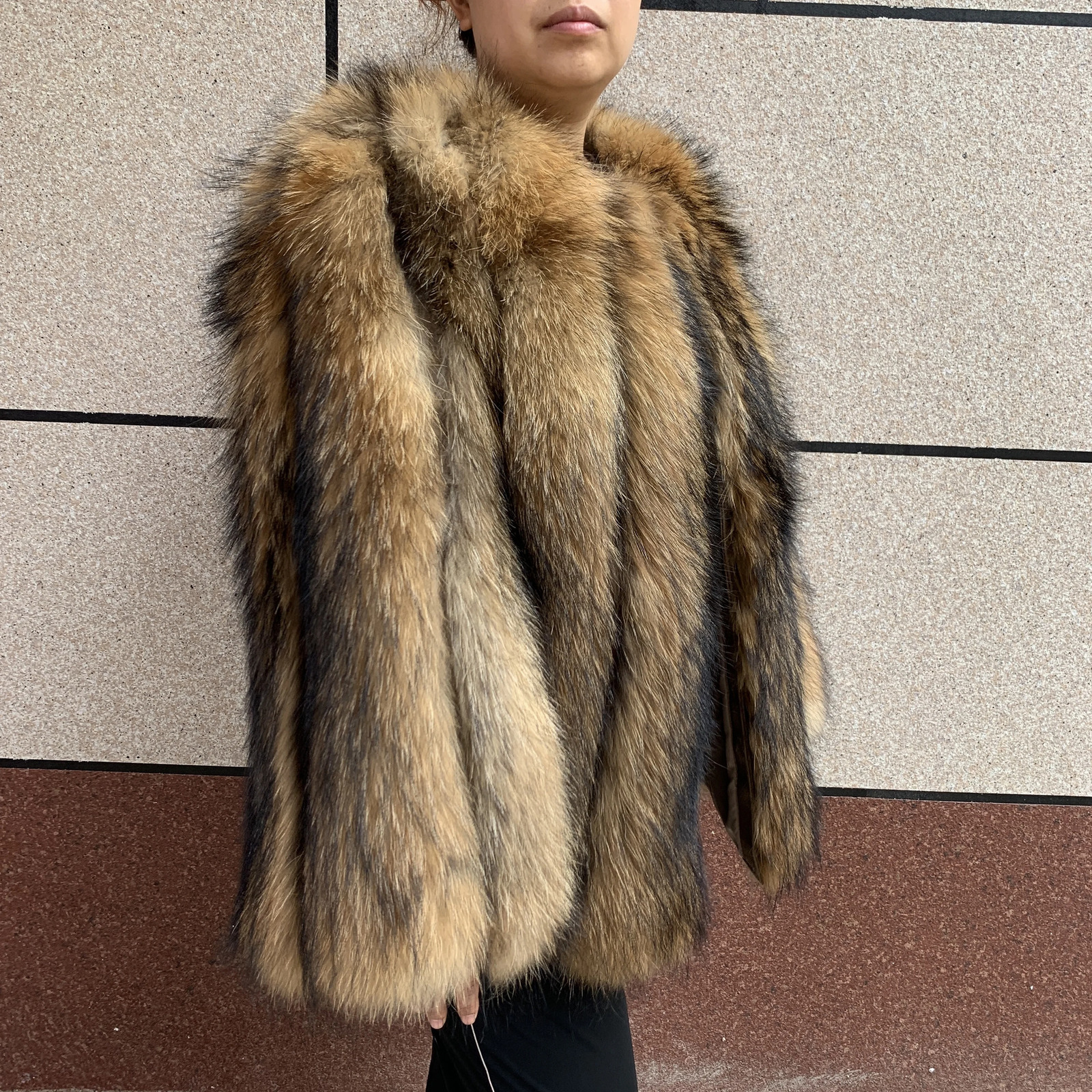 Raccoon Fur Vertical Jacket 100% Fur Coat Womens Winter Warm Vertical Fox Fur Leather Jacket 241113