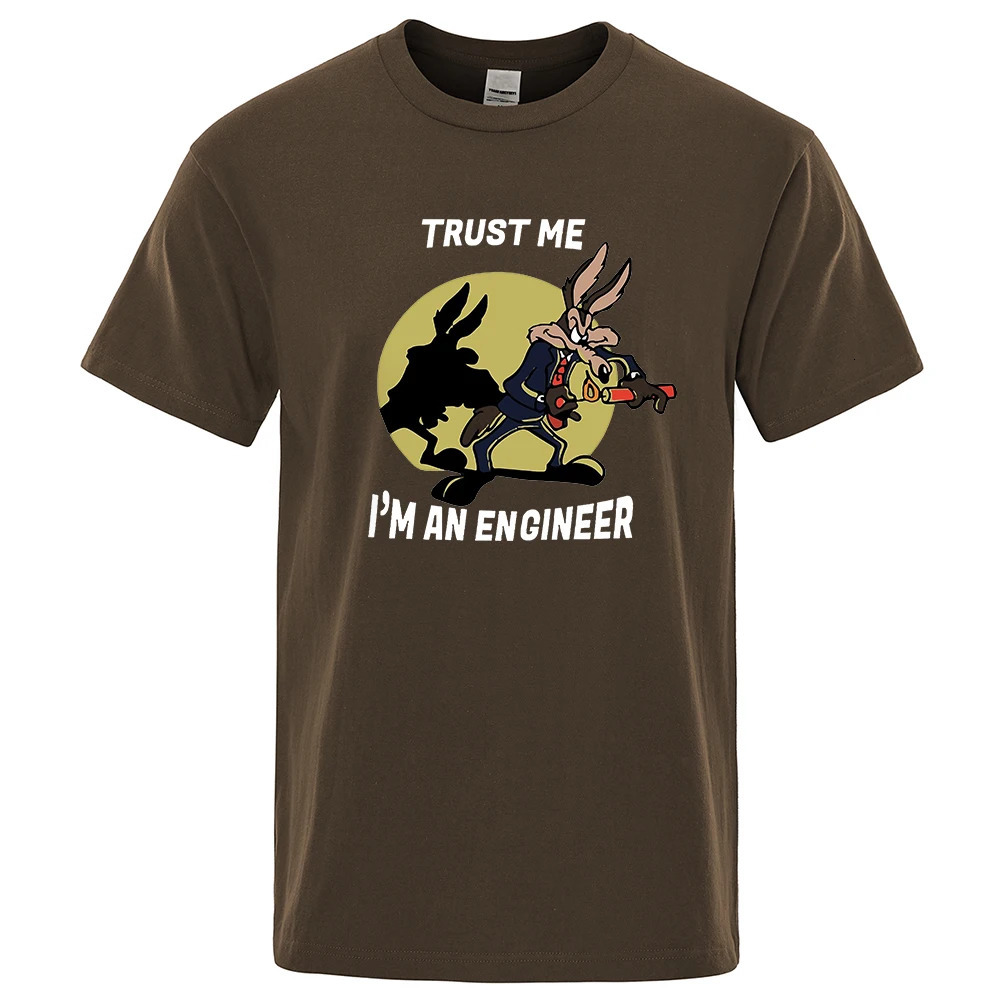 Trust Me Im An Engineer T Shirt For Men Pure Cotton Vintage T-Shirt Round Neck Engineering Tees Classic Man Clothes Oversized 240412