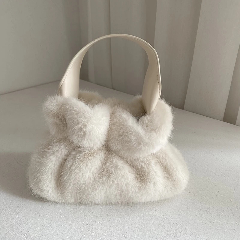 Autumn Winter Womens Plush Handbag Personalized Versatile Ladies faux Rabbit Fur One Shoulder Crossbody Bag 241114
