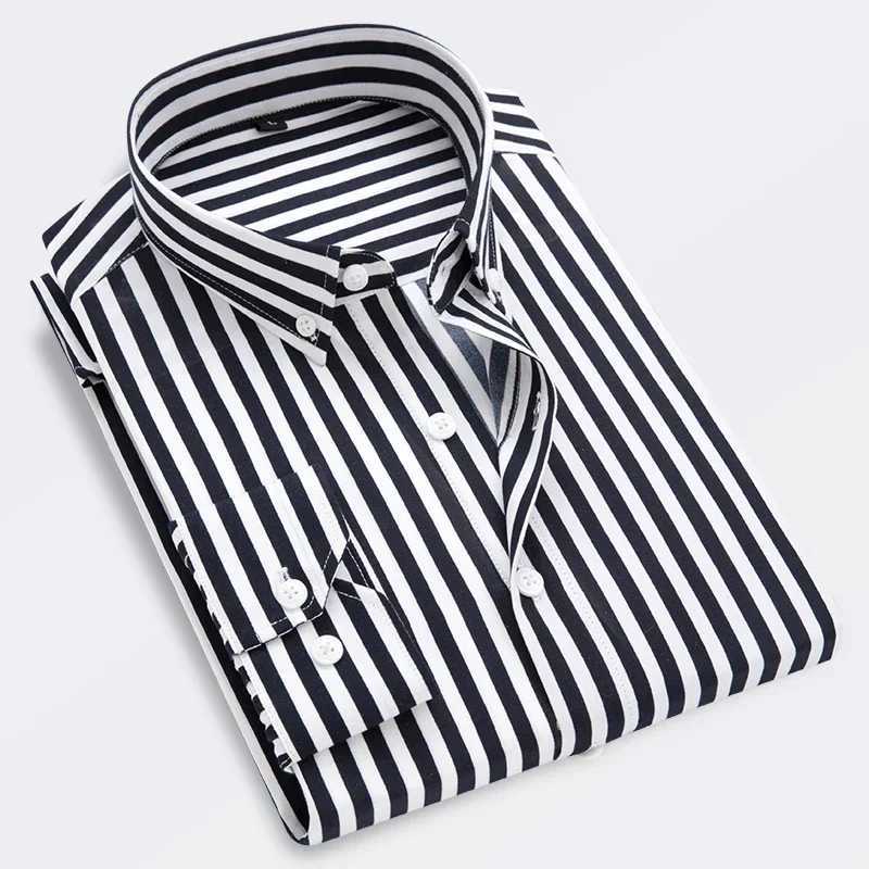 Brand New Men Shirt Male Dress Shirts Striped Mens Casual Long Sleeve Business Formal Plaid Shirt camisa socialXJ24113