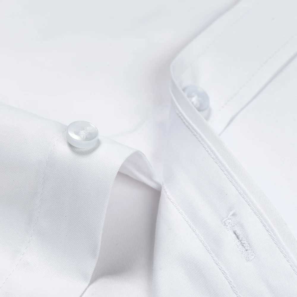 Mens Long Sleeve Mao-collar (Mandarin Collar) Shirt Single Patch Pocket Smart Casual Regular-fit Business Office Dress ShirtsXJ24113