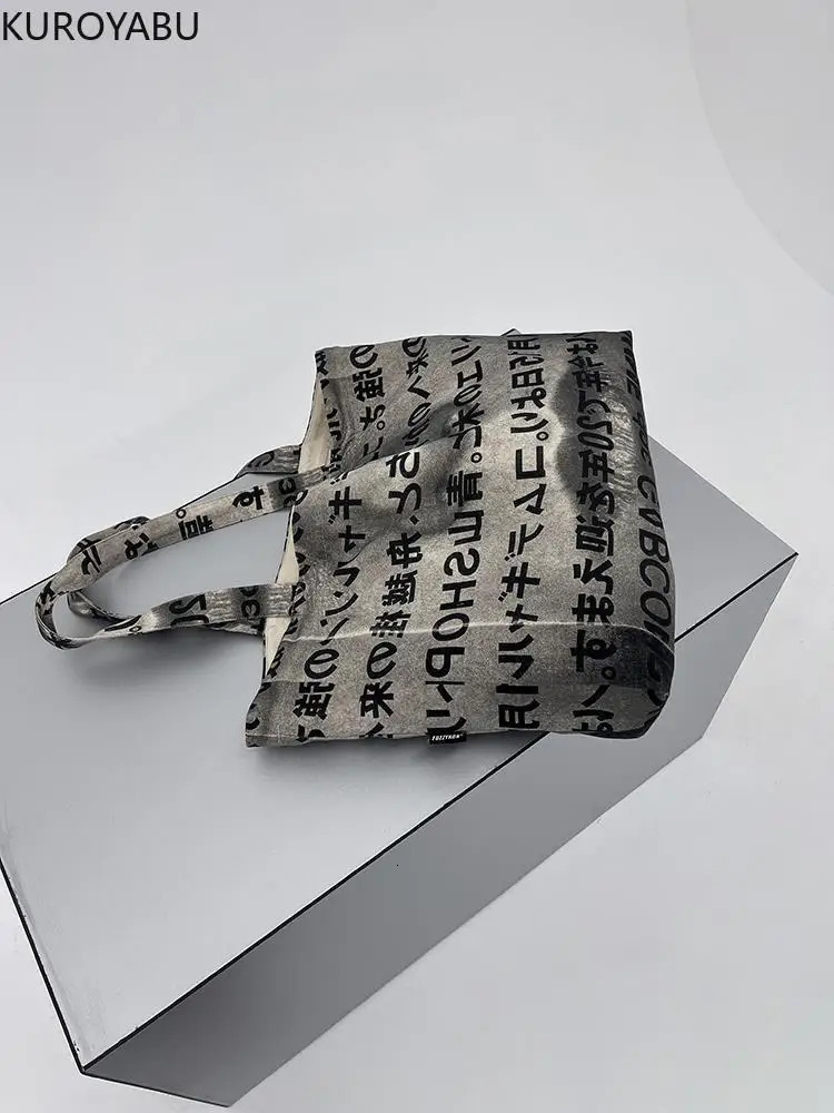Womens Bag Arrive Fashion Letter Print Casual Canvas Bag Women Tote Bags Vintage Y2k Shoulder Bags Japanese Bolsa 241114