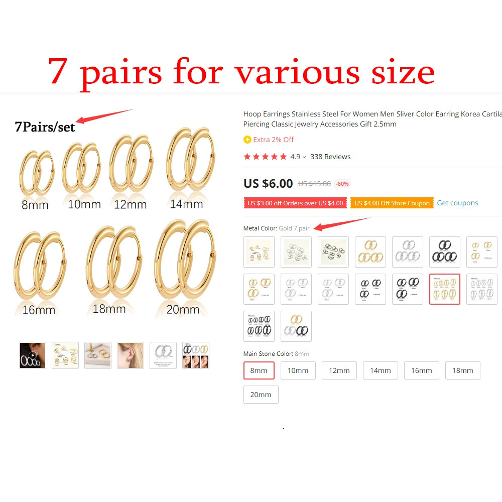 Hoop Earrings Stainless Steel For Women Men Sliver Color Earring Korea Cartilage Piercing Classic Jewelry Accessories Gift 25mm 241114