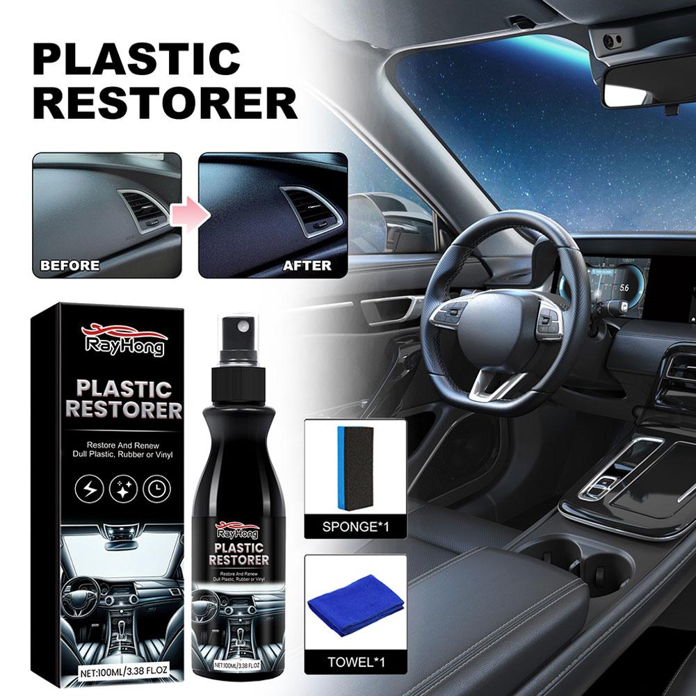 100ml Car Plastic Restorer Polish Leather Cleaner Spray To Renovator Plastic Car Black Interior Gloss Accessorie Back R8k5