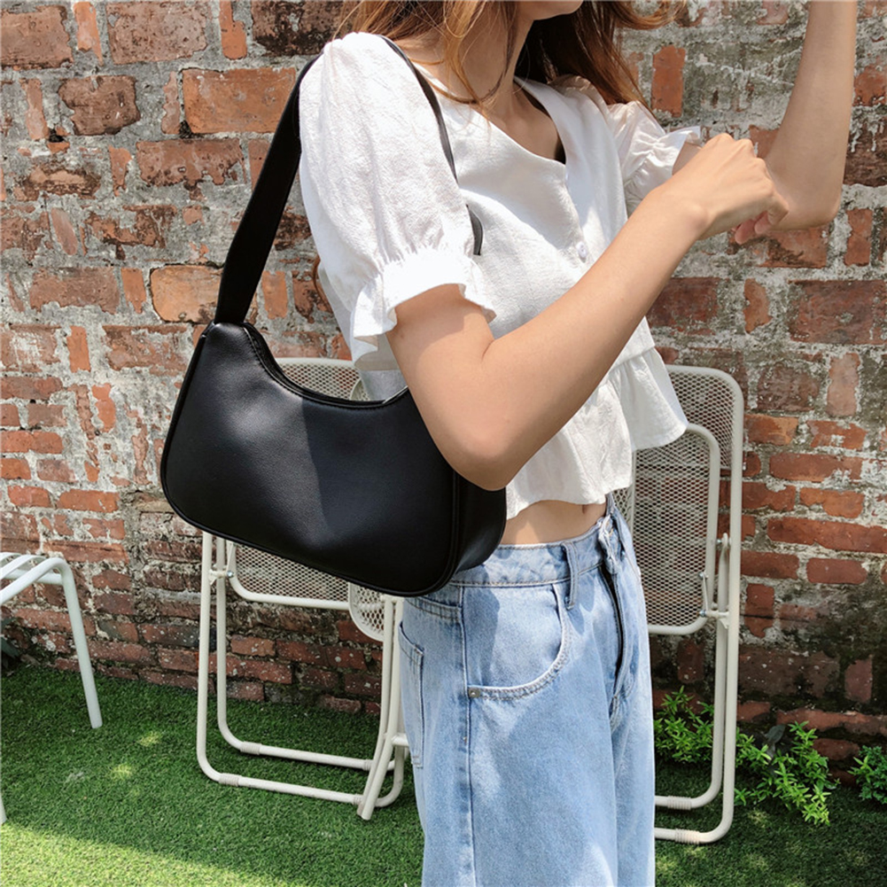 Women Simple Shoulder Bag PU Leather Versatile Armpit Bag Adjustable Strap Minimalist Shoulder Bag Daily Bag for Ladies