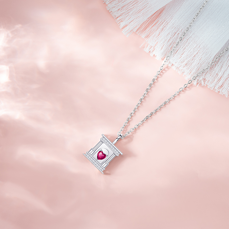 Chic Commute-Friendly Winter-Inspired Heart & Fireplace Pendant Necklace in Stainless Steel for Women
