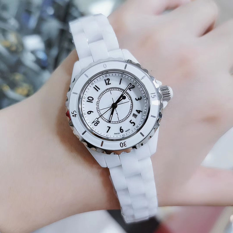 Fashion Brand Women's Ceramics Watches Luxury Waterproof Small And Luxurious Quartz Man Women Calendar Wristwatches Valentine's Day Gif