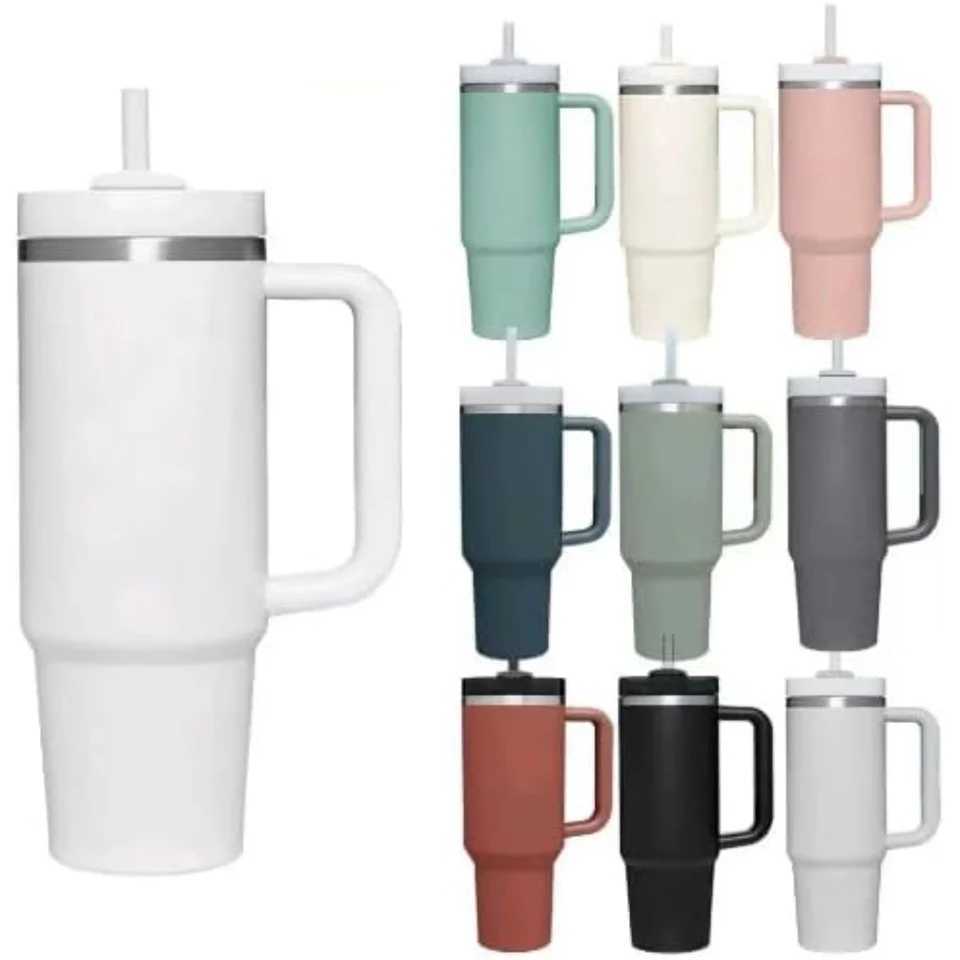 40 ounce stainless steel handle crazy water bottle with straw and lid cup holder friendly and reusable travel g Y241114