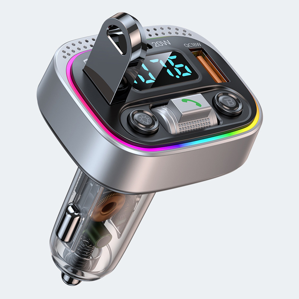 Car Bluetooth-Compatible Charger Pd20w+Qc3.0 Mp3 Player ddmysmile For Car Adapter Car Hands-Free FM Transmitter 7Color Atmosphere Light Smile Pd20w+Qc