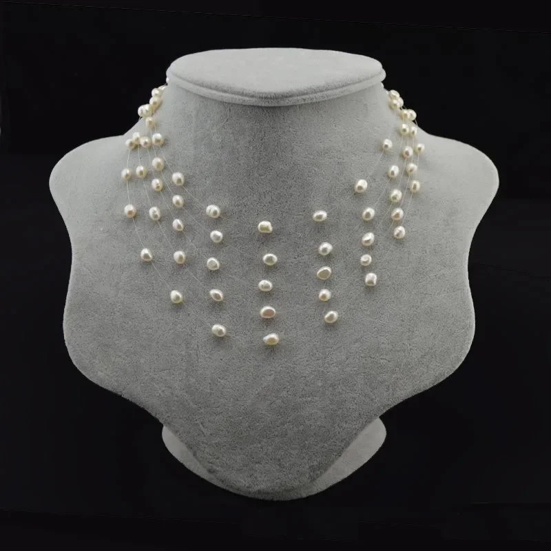 Wedding brides multi-layered short necklace necklace colorful Baroque pearl natural freshwater pearl necklace womens Collier 241113