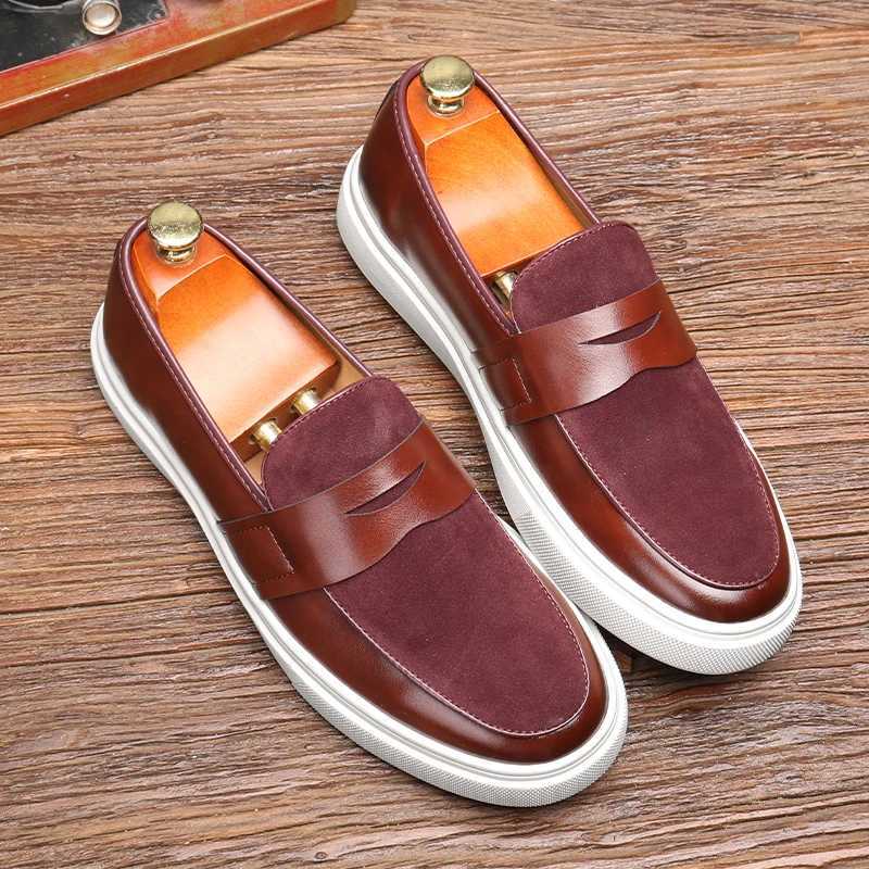 Fi Mens Casual Slip- Leather Shoes Men Classic British Style Penny Loafers Mens Outdoor Board Shoe Driving FlatsXJ250118