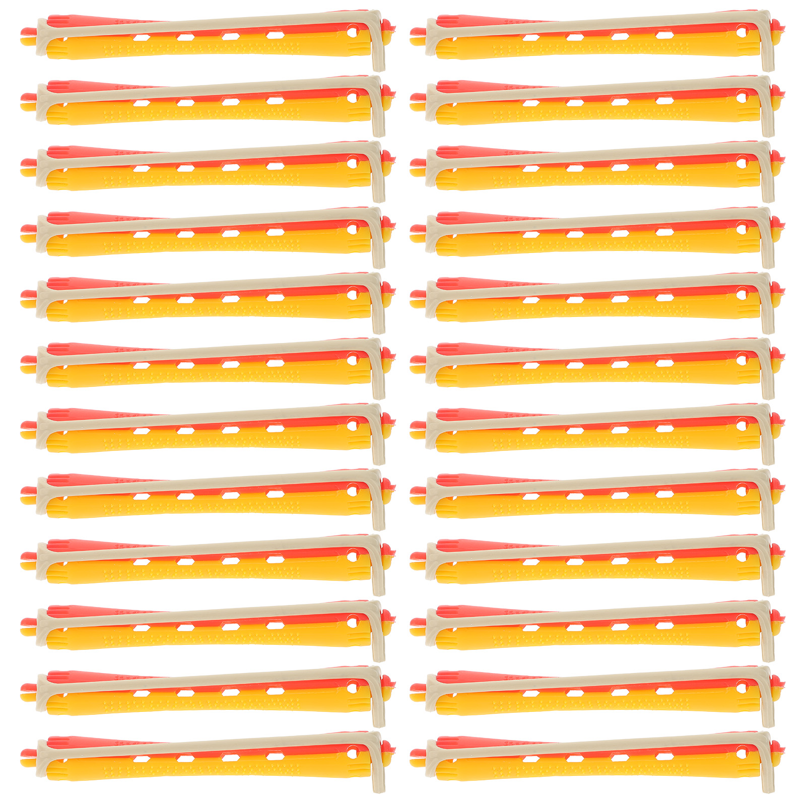 24 Pcs Hollow Roll with Rubber Band Hair Perm Kit Rollers Rods Plastic for Natural Barber Miss