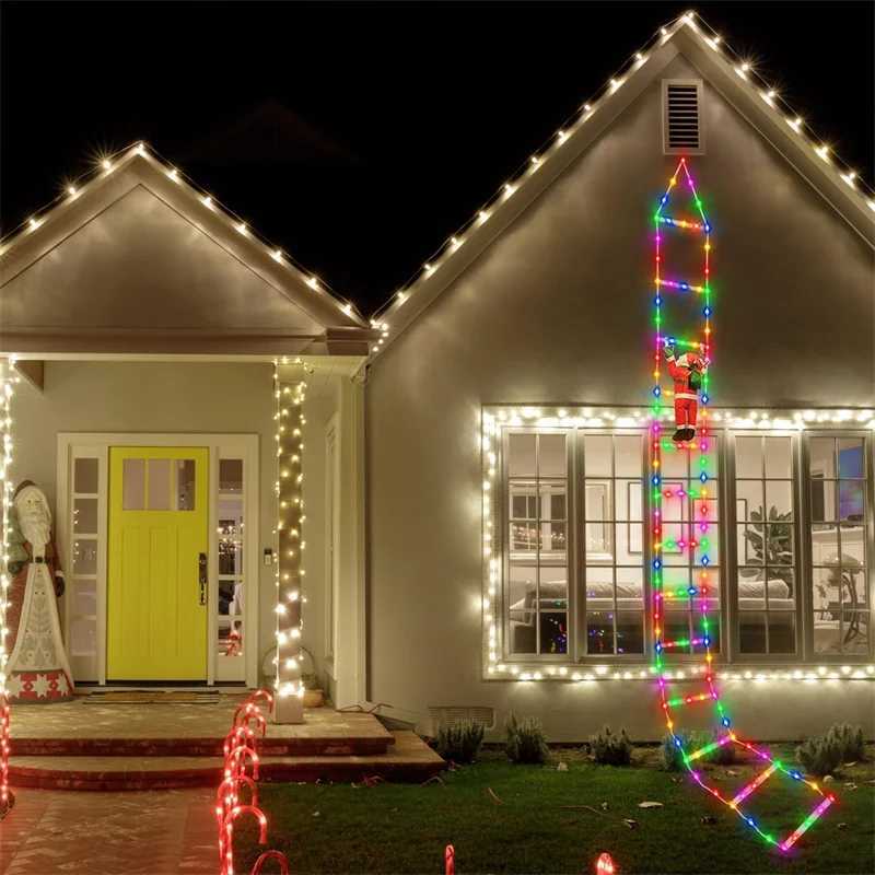 Claus 0.75/3M Santa Ladder Lamp Christmas Tree Lamp Decoration Indoor and Outdoor Decorative Windows Garden Pendant LED String X241114