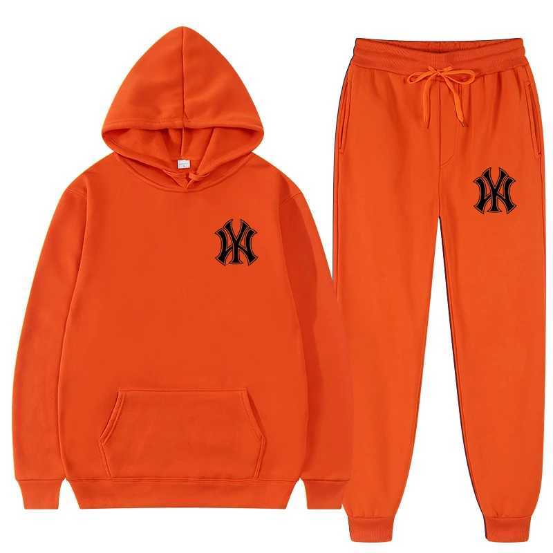 Mens 2022 Winter Brand Mens Track and Field Clothing Set Long Sleve Pulling+Slow Running Trouser 2-piece Running Clothing Mens Sports Clothing X241113