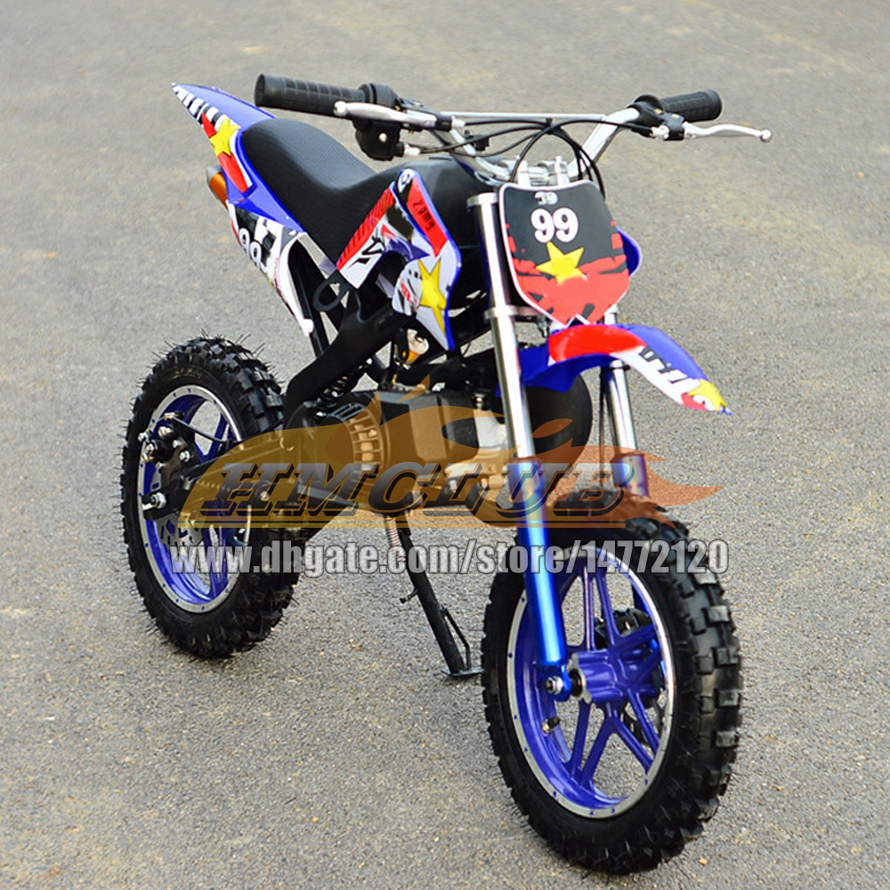 16Colors Real 2 Stroke Dirt Bike Mountain Mini Motorcycle Small Buggy 49CC 50CC Superbike Moto Gasoline Adult Child Off-road Vehicle Motorbike Boy Gir