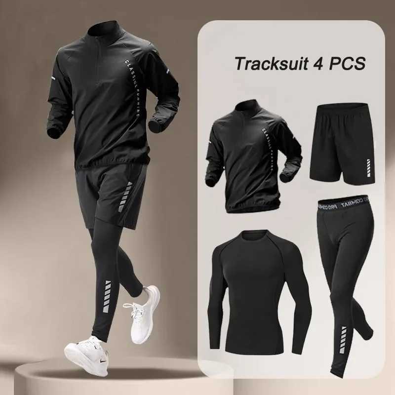 Mens 2024 Autumn Mens Quick Dry Jacket Set 1-4 pieces Outdoor Running Set Sports Running Pants Sportswear X241113