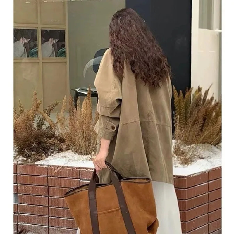 Autumn Winter Womens Bag Vintage Suede Large Capacity Handbag Simple Fashion Tote Large Purses and Handbags er 241114