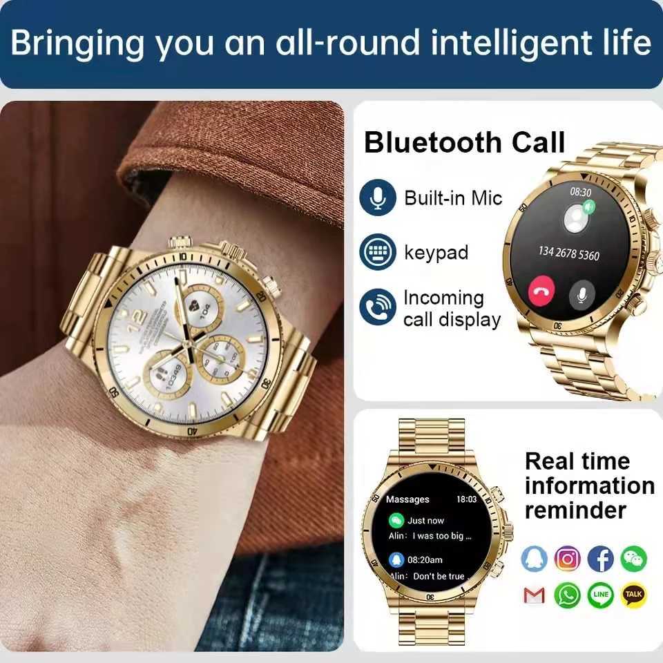 New AI Vo Control Smart Watch Mens Outdoor Sports Fitness Bracelet Call Rate Blood Pressure Tracker Smart Watch Y241114