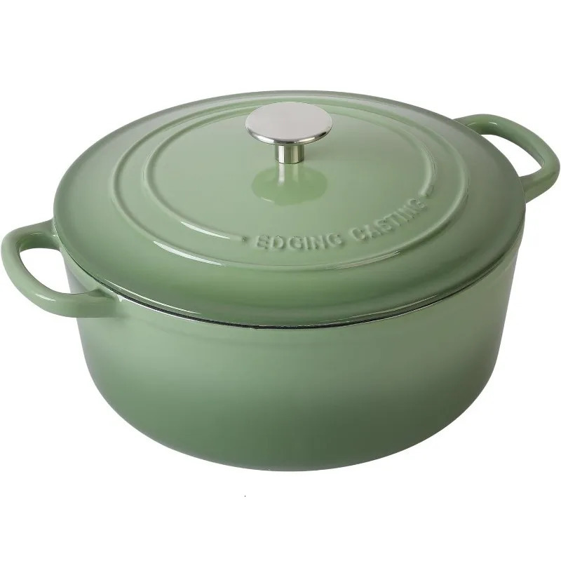 Enamel cast iron Dutch oven with lid 5.5 quarts used for baking cooking pistachio green 241108