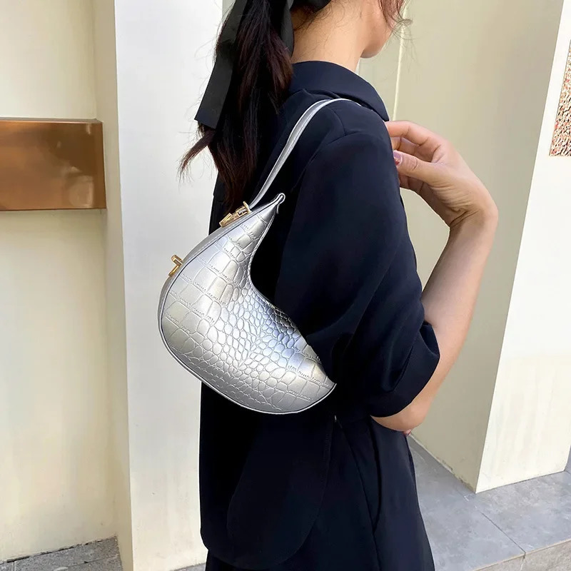 Fashion Alligator Pattern Shoulder Bags for Women Small Handle Underarm Bag Clutch Pu Leather Female Handbag with Purse 241114