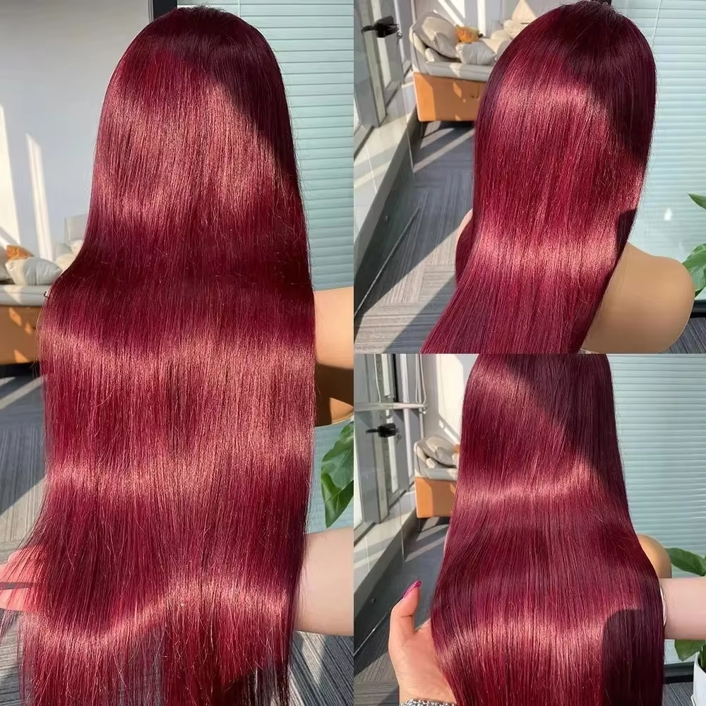 Burgundy Human Hair Water Wave 13x4 Lace Front Wig Highlight Hd Lace Human Hair Wigs for Women Transparent Lace Closure Straight Wig Preplucked Free S