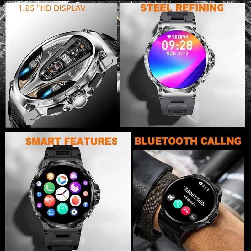 New 710mAh Call Smart Watch Mens Sports Fitness Watch 1.85-inch HD Monitor Waterproof Smart Watch Suitable for XAI Android Y241114