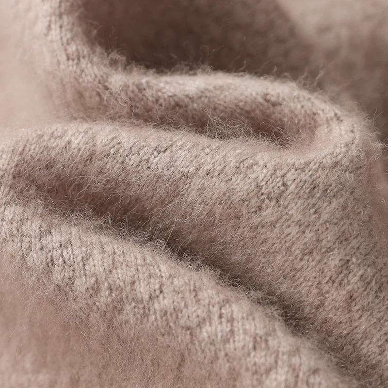 Autumn and winter 100% mink cashmere sweater mens knitted polo neck casual business thick warm long sleeved 241108