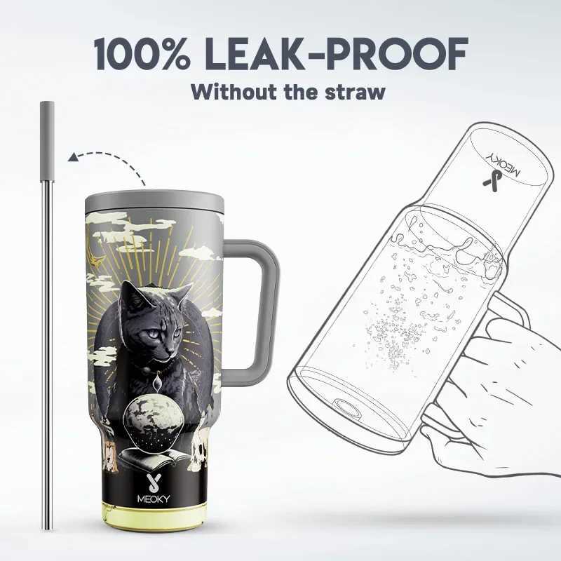 Meoky 40oz stainless steel hot water bottle vacuum flame bottle outdoor portable leak proof water bottle sports water bottle Y241114