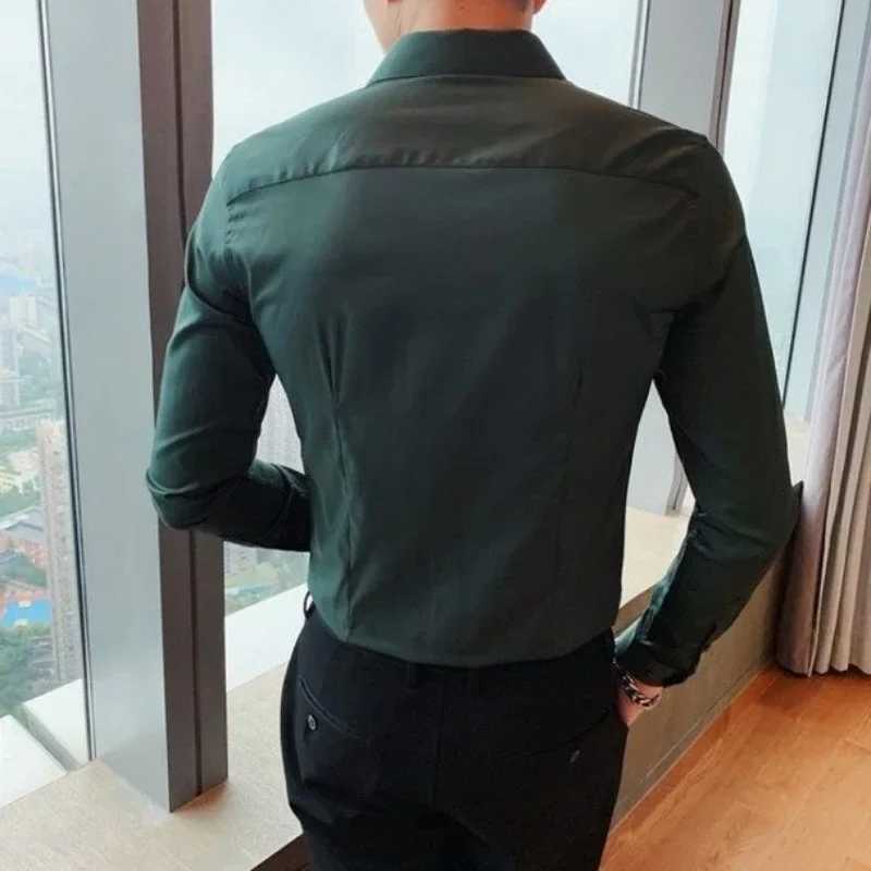 Male Shirts Long Sleeve Black Business Mens Shirt Asia New in Fashion 2024 Hipster Silk Cheap Things with Korean Style RegularXJ24113