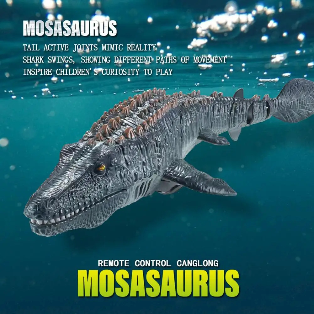 Remote Control Dinosaur For Kids Mosasaurus Diving Toys Rc Boat With Light Spray Water For Swimming Pool Lake Bathroom Bath Toys 240408