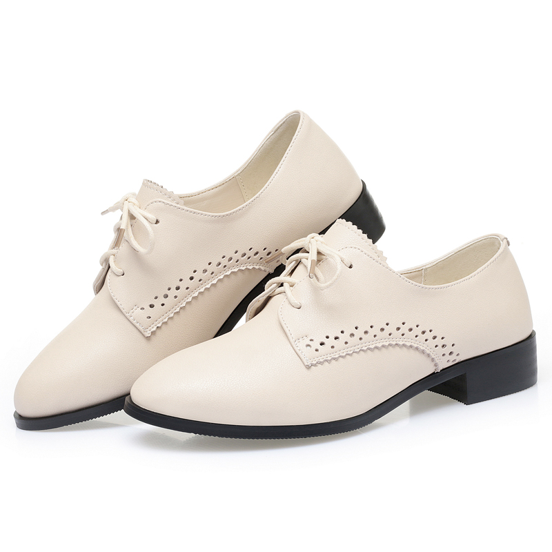 Spring AIYUQI Women New 2024 British Style Genuine Leather Ladies Lace-up Large Size Non-Slip Women's Shoes 0049 's