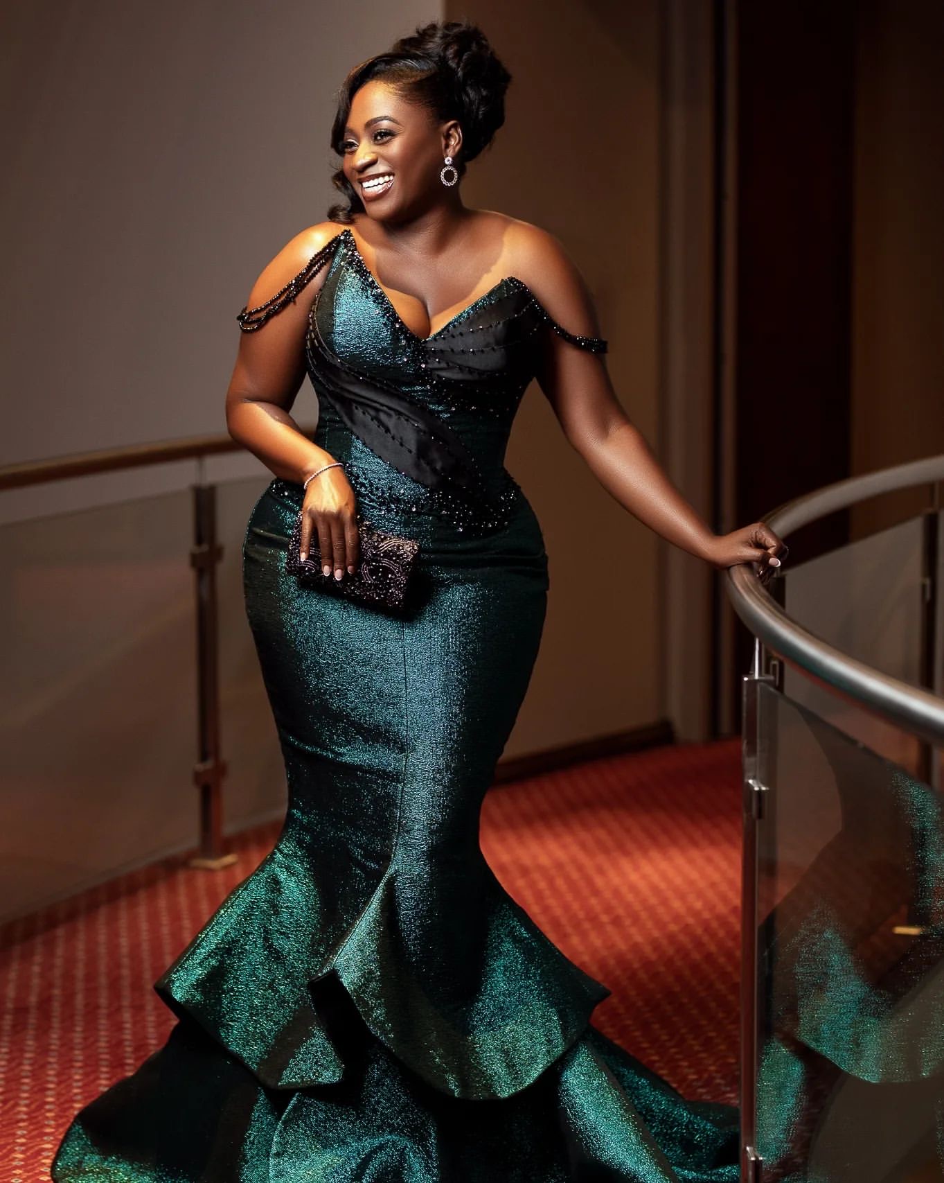 2024 Plus Size Dark Green Mermaid Prom Dresses For Special Occasions Beaded Satin Sparkly Evening Party Birthday Gowns Dress For Women Vestidos de nov