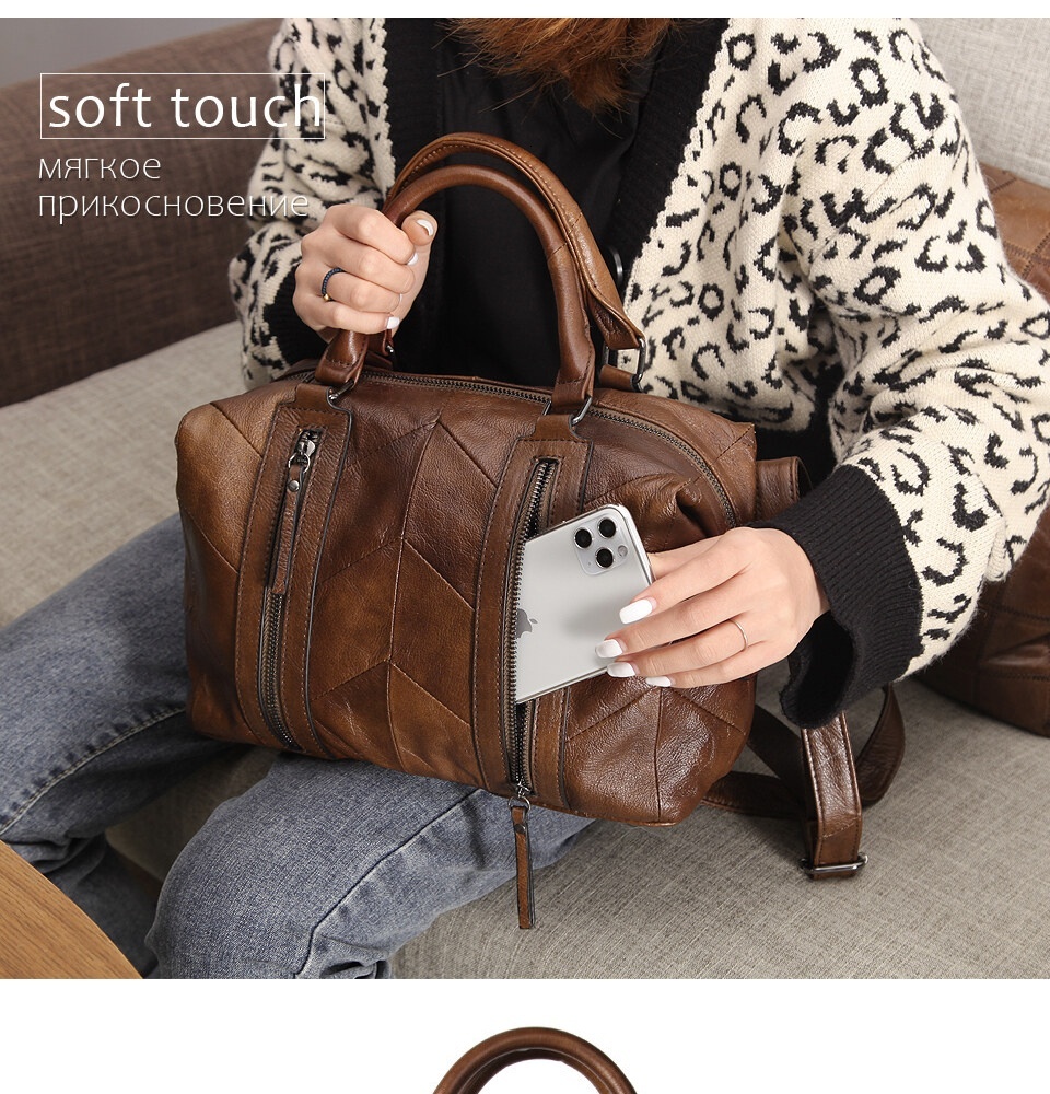 Cobbler Legend Handbag For Women Genuine Leather Double Zippers Shoulder Crossbody Bags Designer Ladies Tote Purse Zipper BagVoyage