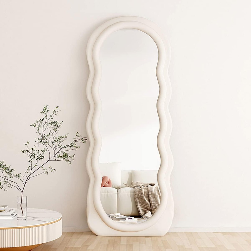 Wavy Floor Mirror63" X 24"Full Length Mirror Stand Flannel Irregular Wavy Mirror