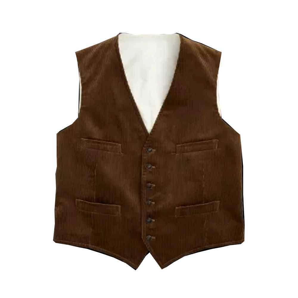 Mens Corduroy Slim Single-breasted Vest Casual Bussiness Vest Men Casual Sleeveless Jacket Vests LX241114 - view 5