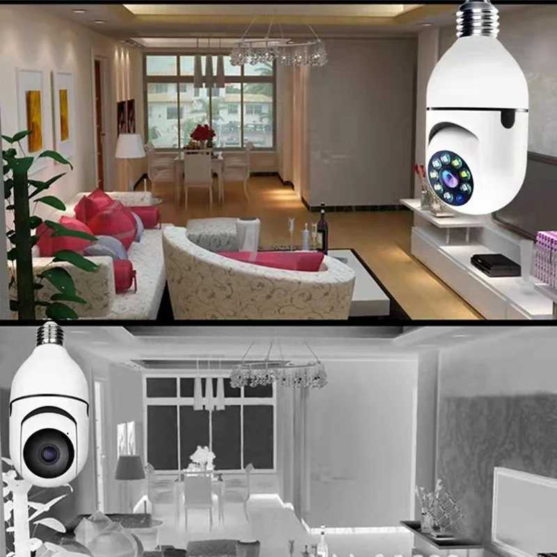 IP Cameras New Smart Bulb Surveillance Camera Full Color Night Vision Automatic Human Tracking Wifi Camera Home Security Monitor Camera 240413
