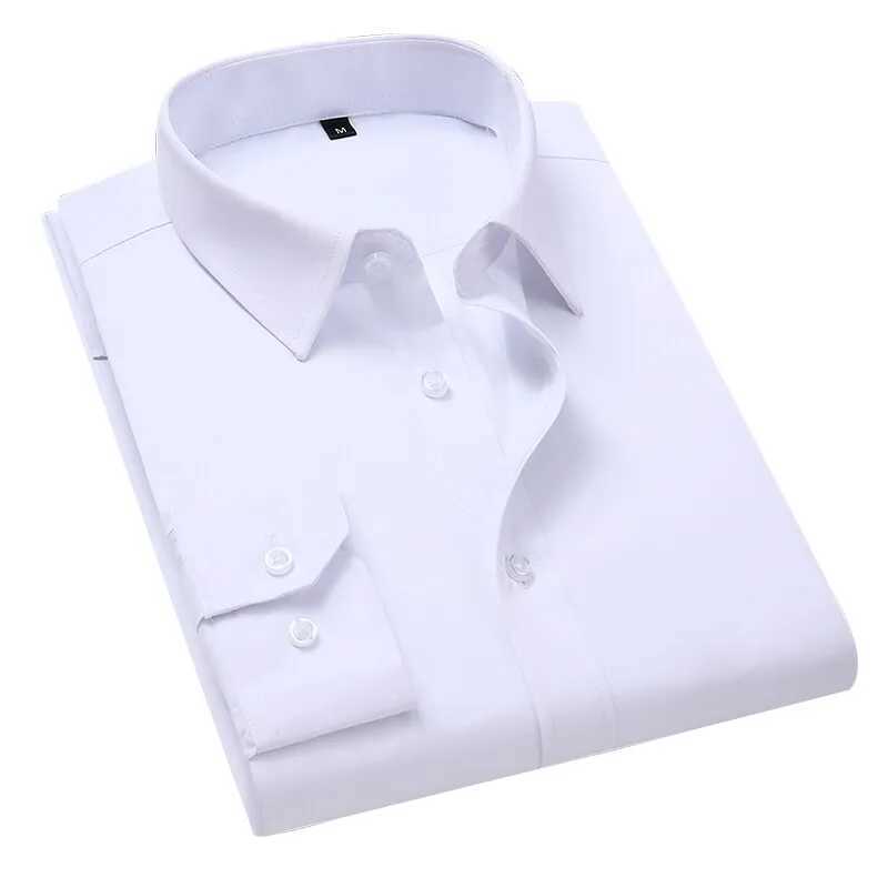 Mens Long-sleeved Shirts Spring Autumn New Business Casual Lapel Buttons Formal Wear Shirts Black White Blue PinkXJ24113