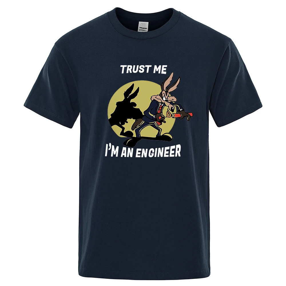 Trust Me Im An Engineer T Shirt For Men Pure Cotton Vintage T-Shirt Round Neck Engineering Tees Classic Man Clothes Oversized 240412