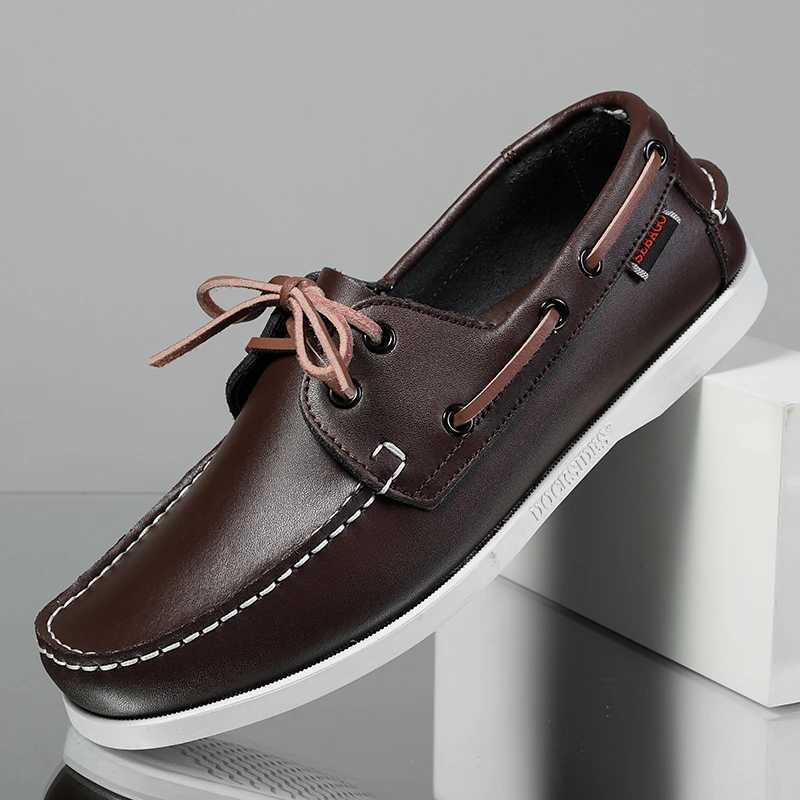 New genuine leather loafers for mens Moccasin driving shoes casual fiable breathable dock classic boat shoesXJ250118