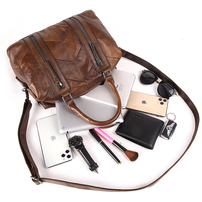 Cobbler Legend Handbag For Women Genuine Leather Double Zippers Shoulder Crossbody Bags Designer Ladies Tote Purse Zipper BagVoyage